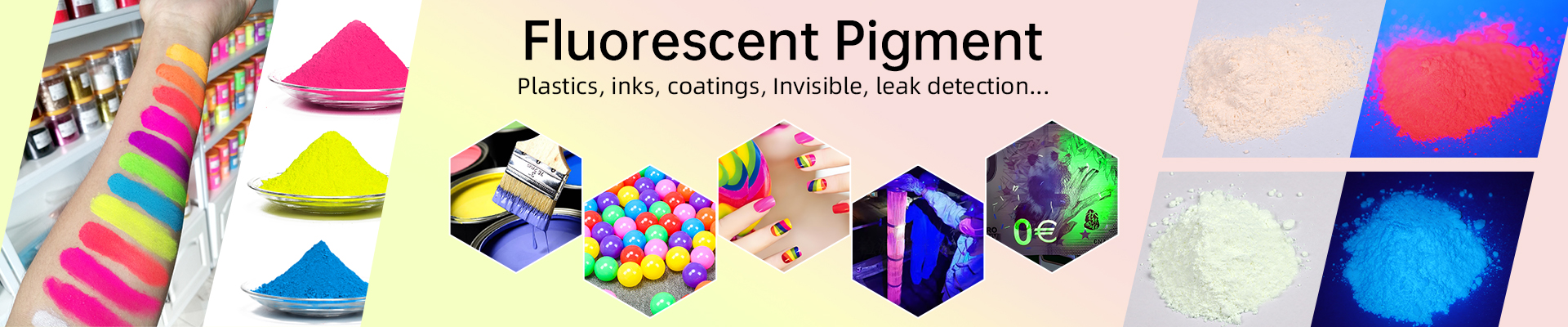 Fluorescent pigment application samples