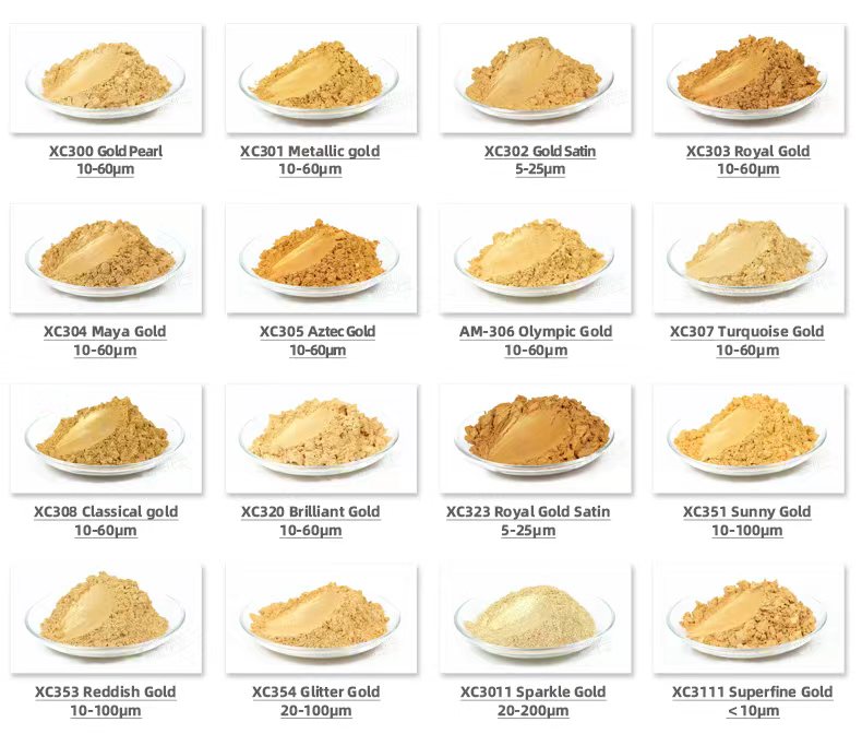 Mica gold pigment series colour card