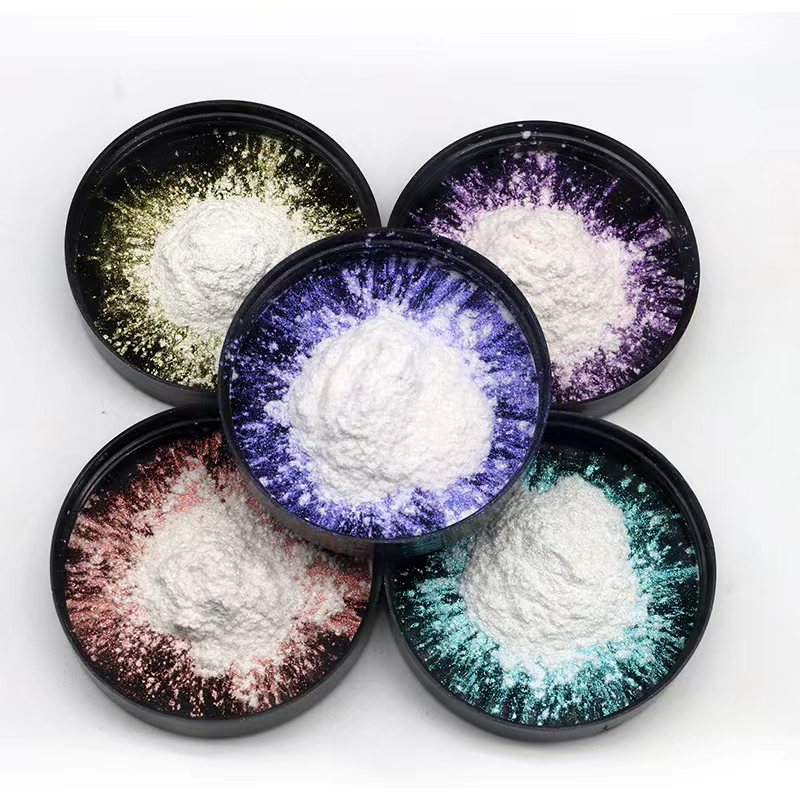 Mica pearlescent effect powder samples